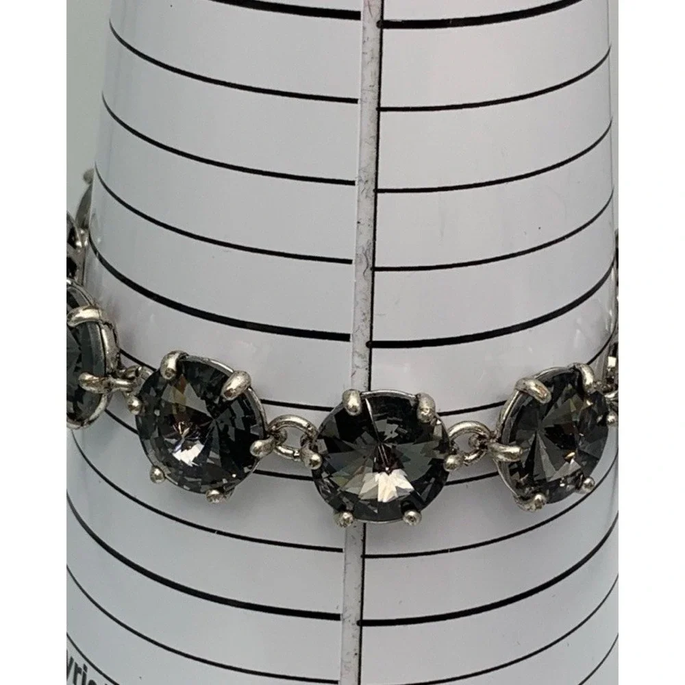 Stella & Dot Somervale Silver and Sparkling Smokey Glass Gray Crystal Bracelet - Picture 5 of 5